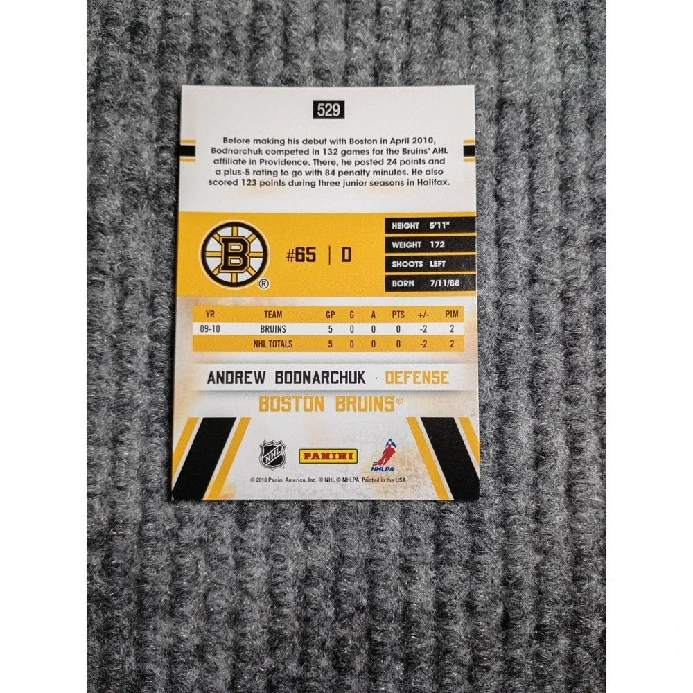 2010 Score Hot Rookies Boston Bruins Andrew Boonarchuk Hockey Card #529